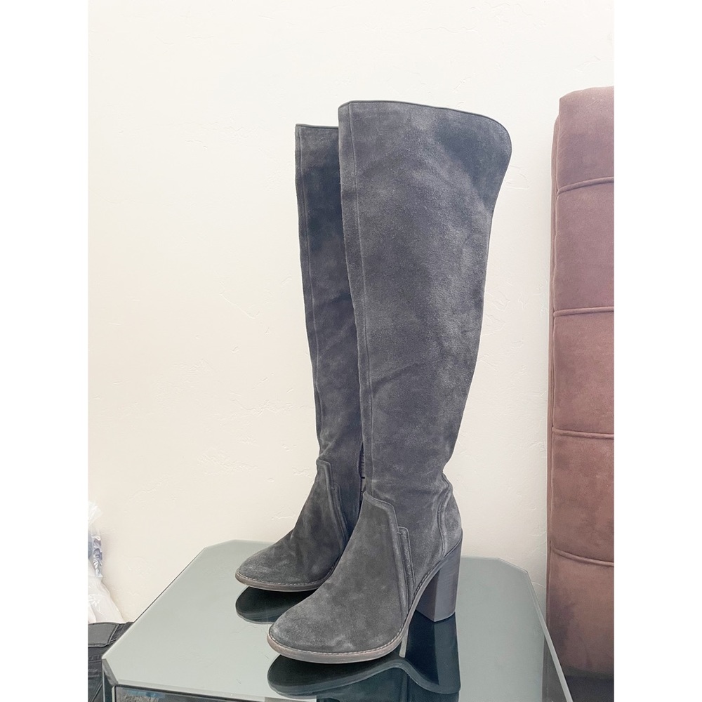 Vince Camuto Black Over the Knee Boots with Suede Finish